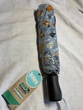 TOTES BASIC WOMEN'S UMBRELLA GRAY CATS 42 INCH COVERAGE PUSH OPEN NWT
