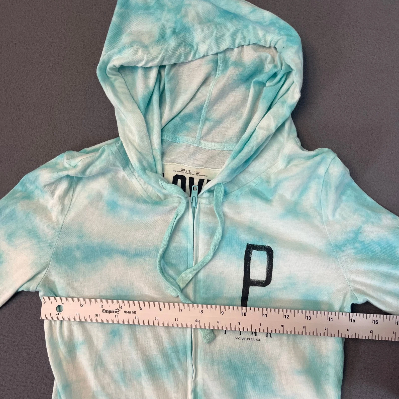 UNDERCOVER Felpa con cappuccio rosa Victorias Secret blu tie dye Spell Out XS full zip cielo