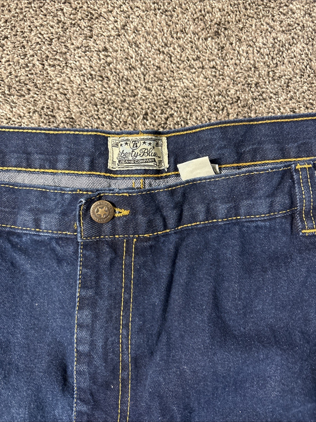 Liberty Blues Mens Sz 52 x 38 Actual 51 x 28 Side Elastic Blue Jeans - View 3