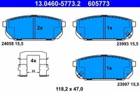 Bremsbelagsatz Scheibenbremse Hinten Ate 130460 57732 FÜR KIA BremsbelÄGe