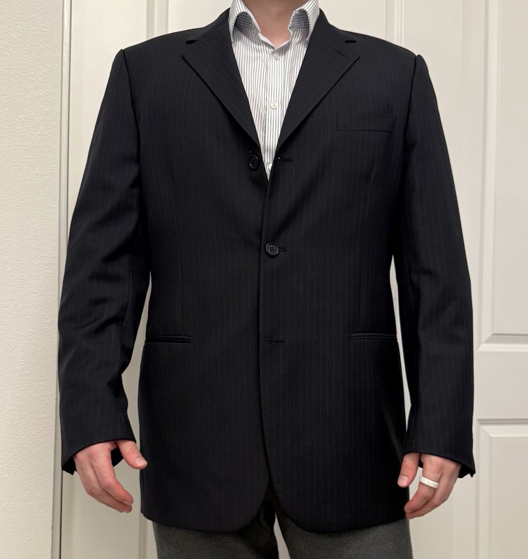 Cerruti 1881 Navy Pinstripe Worsted Wool Suit Jacket 56N