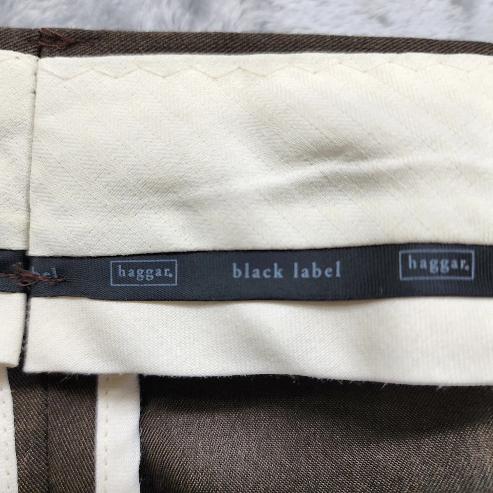 Haggar Black Label Pants Mens 34X30* Brown Classic Fit Pleated Dress Trousers - Image 3 of 4