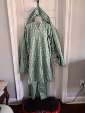 Pakistani Shalwar Kameez 3 Piece Green Floral One Size NEW