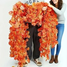 Artificial Fall Maple Leaf Garland Fake Autumn Leaves Vine Halloween Decor