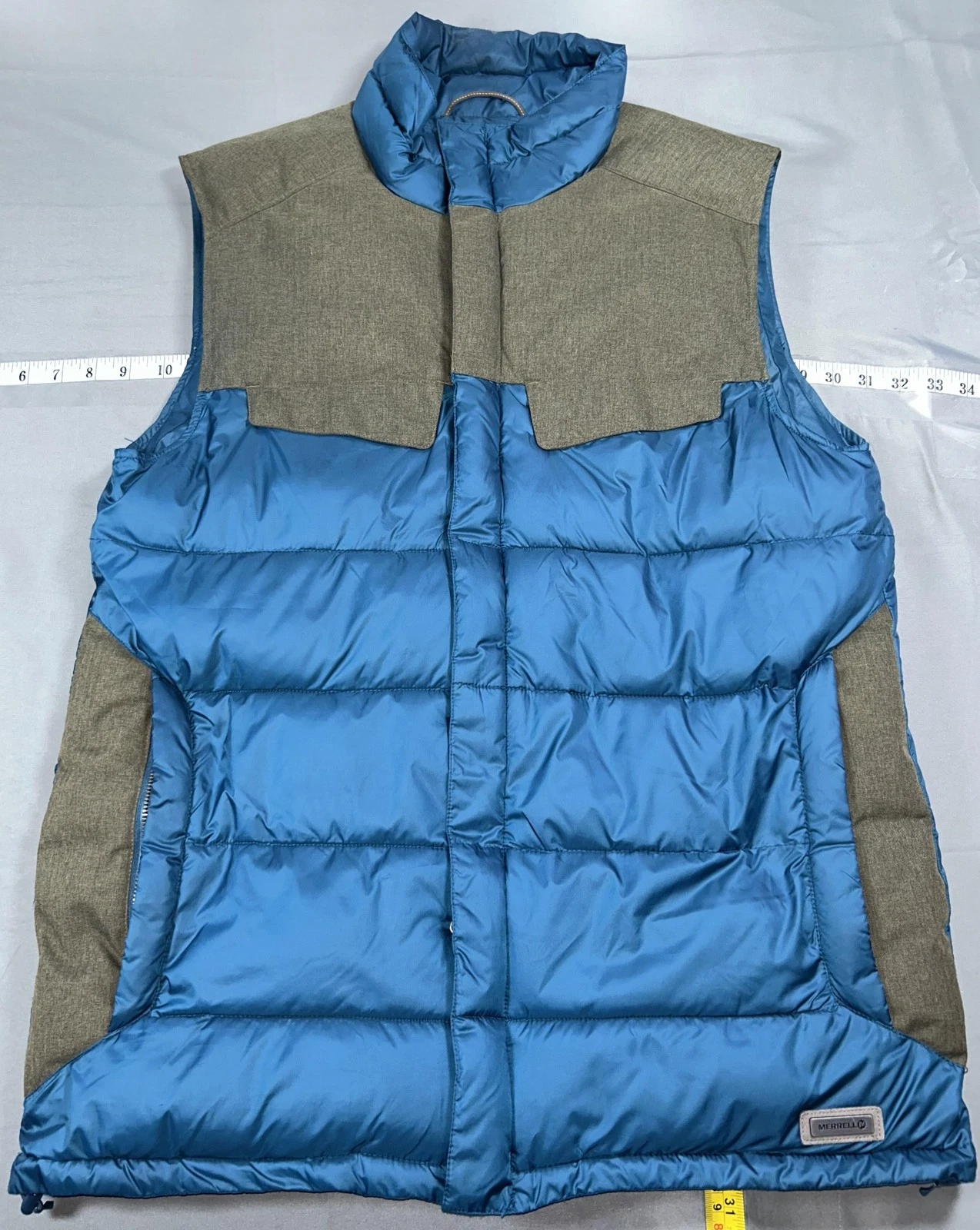 Merrell Vest Mens Large Blue Quilted Insulated Full Zip Outdoor SelectDry