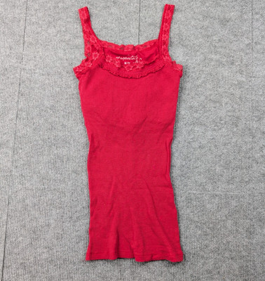 Aeropostale Camisole Womens Medium Y2K Lace Trim Ribbed Bella Swan Built In Bra