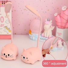 Cute Cat LED Night Light USB Rechargeable Soft Flexible Neck Warm Home Desk Lamp