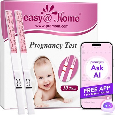 Easy@Home Pregnancy Test Strips Kit: 10-Pack HCG Test Strips