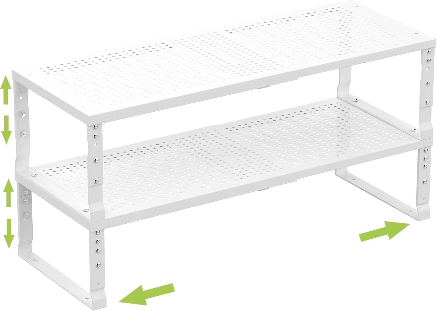 Adjustable Expandable Cabinet Shelf Organizer - 2 Pack White Spice Rack