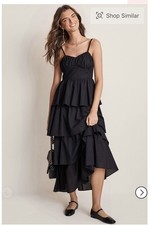 NWT XS black tiered Layered Ruffle Maxi Dress Boho Formal Casual Party