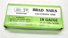 Mountain Power Brad Nails 5000 Pack 18 Gauge Galvanized Wire 13/16" F20