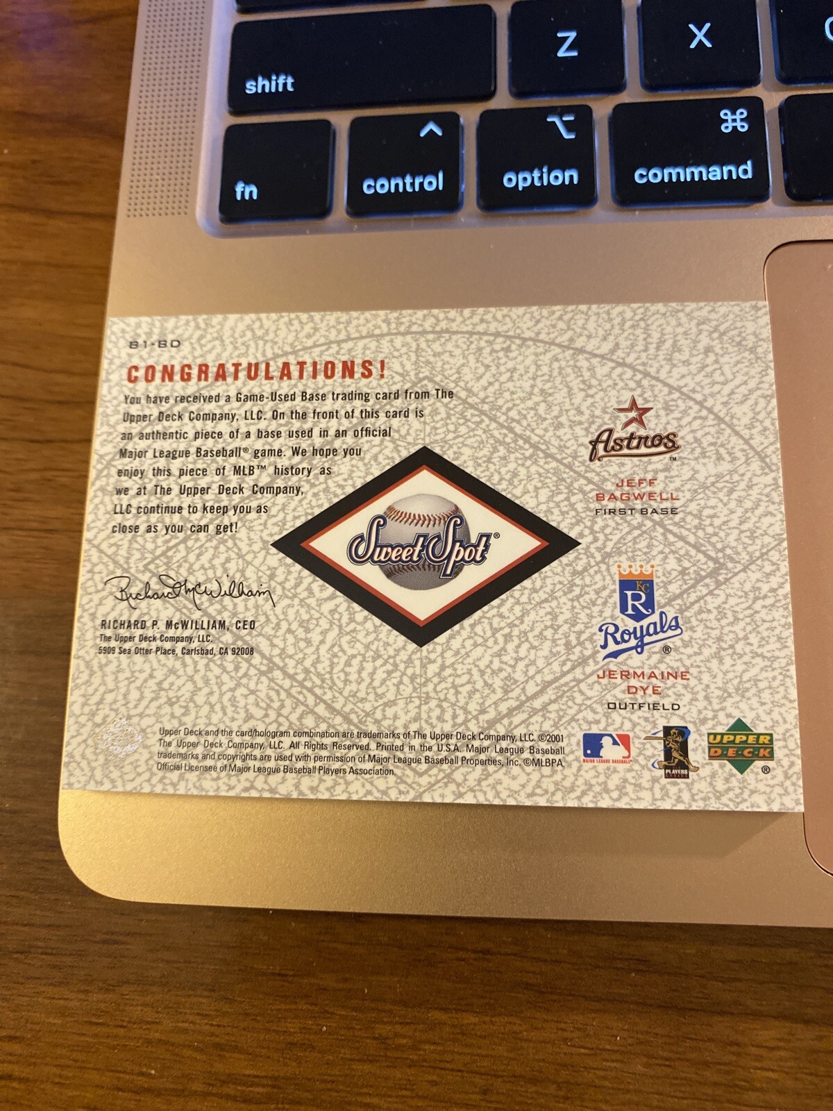 2001 Upper Deck Sweet Spot - Game-Used Bases Level 1 Jeff Bagwell ...