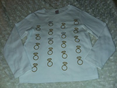 Gymboree 2007 Tres Chic Diamond Ring Long Sleeve Top White Sz 8 EUC