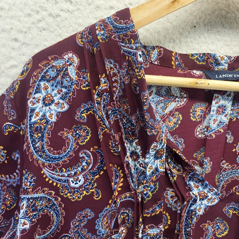 Camisa Pullover Lands End Mujer 16 Rojo Paisly Manga Corta Colorido Foto 2 de 4
