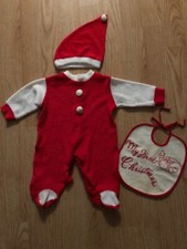 Little Me Santa Pajamas/Outfit w/Hat Size M 11-17 Lbs Vintage RARE