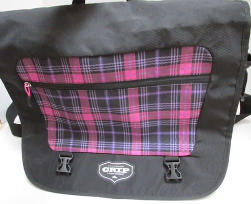NUEVO CON ETIQUETAS Rosa y Negro Punk a Cuadros AGARRE por High Sierra Mochila Bolso Mensajero - Imagen 2 de 9