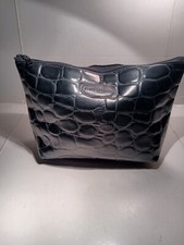 Estee Lauder Cosmetic Bag Black Faux Croc Leather
