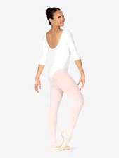 NWT Mariia Boat Neck 3/4 Sleeve Leotard, White, Size Adult XS