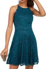 BCX Juniors Scalloped Lace Fit & Flare Dress 13 NWT Evergreen
