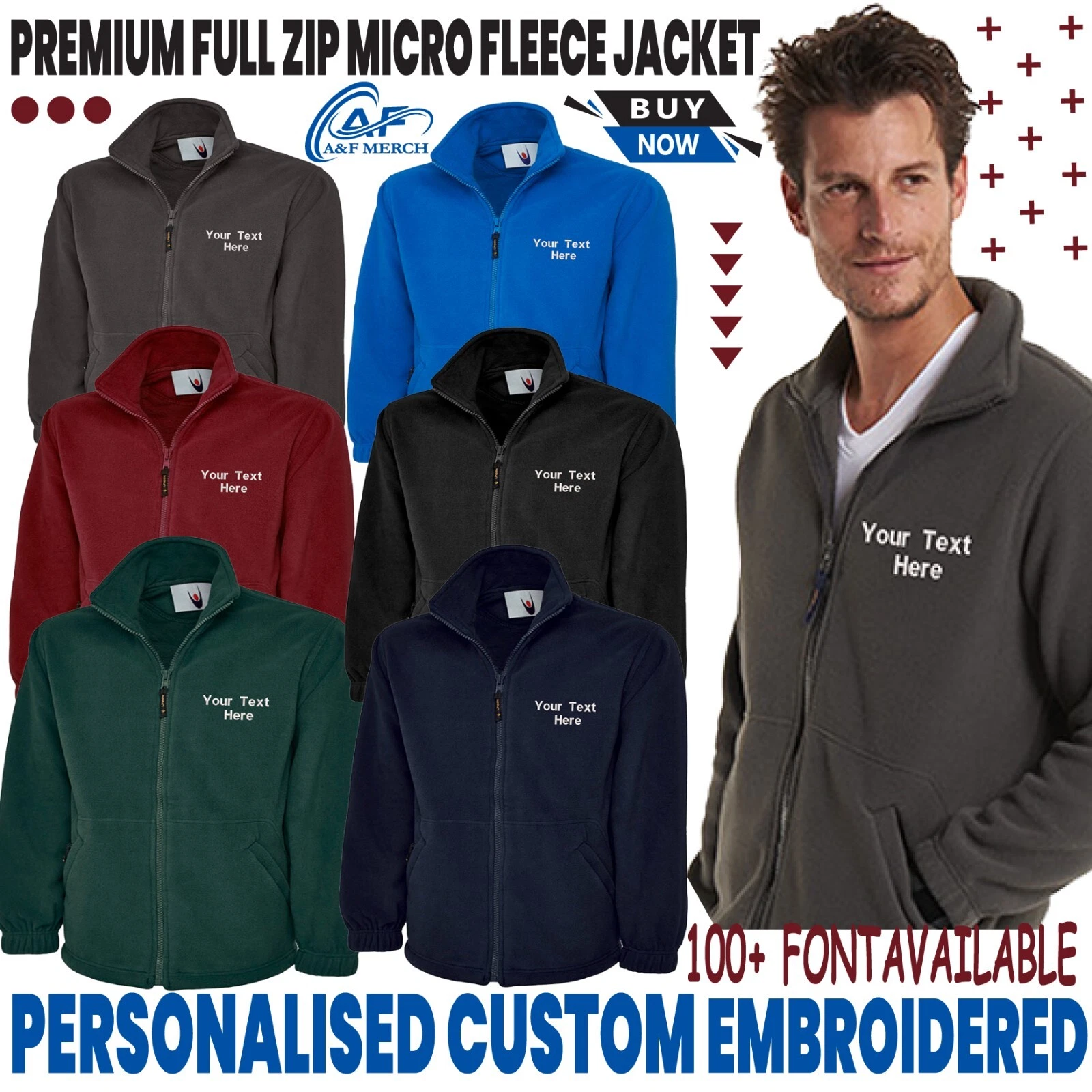 Personalised Custom Embroidered Uneek Premium Full Zip Micro Fleece Jacket
Opens in a new window or