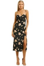 THE EAST ORDER Veronica Midi Dress Rose Print Size 8 AU RRP 189 WITH DEFECTS