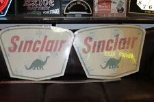 RARE 1960s NOS PAIR SINCLAIR DINOSAUR DINO TANKER TRUCK DOOR DECAL SIGNS GAS OIL