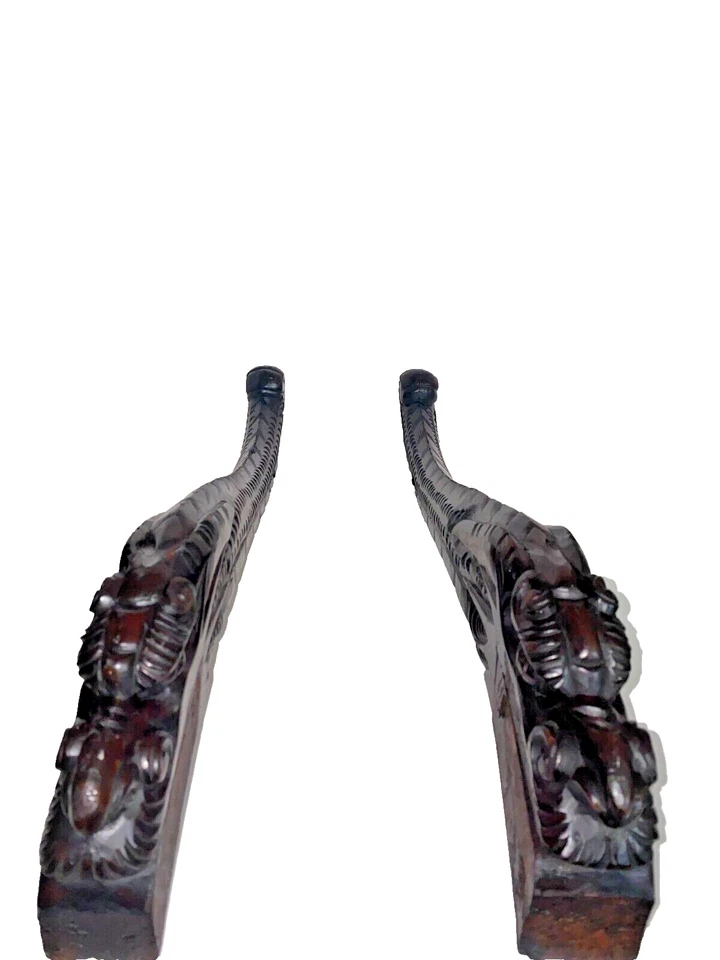 Mueble antiguo tallado a mano reposabrazos dragón de madera de cuatro piezas vintage Foto 4 de 4