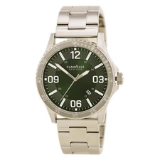 Caravelle New York by Bulova 43B129 Mens Green Dial Quartz Date Watch