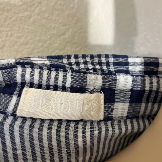 Camisa Top CP Tonos Azul Blanco A Cuadros Manga Larga Botón Algodón Mediana M Foto 3 de 4