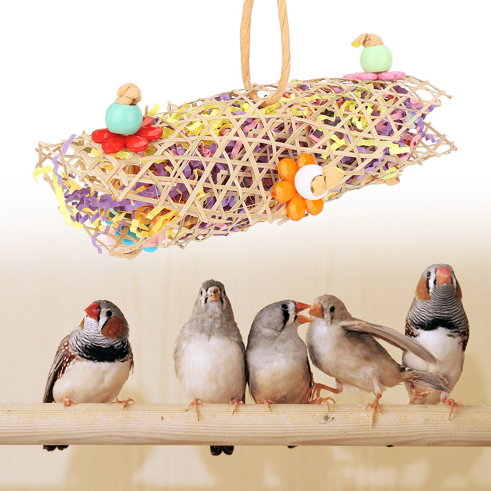 Colorful Toy Chewing Papers Pet Parakeet Birds Hanging Training Playi