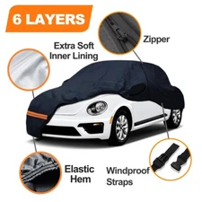 6 Layer CAR COVER W/ Zip Custom For VOLKSWAGEN BEETLE 100% Waterproof  Outdoor