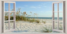 Canvas Picture Sand Dunes Sandy British Beach 3D Effect Window Wall Art Prints