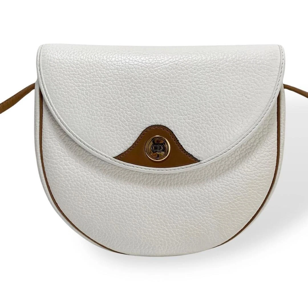 Sac bandoulière Christian Dior en cuir blanc et marron logo CD du JAPON