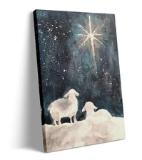 Christmas Wall Art Sheep Star Painting Poster Canvas Wall Decor for Bedroom