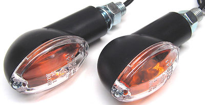 Klare Blinker Cateye kurz schwarz klare Kappe Miniblinker Paar Blinker klein