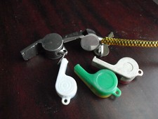 Small Lot of 5 Vintage Metal and Plastic Referee Whistles
