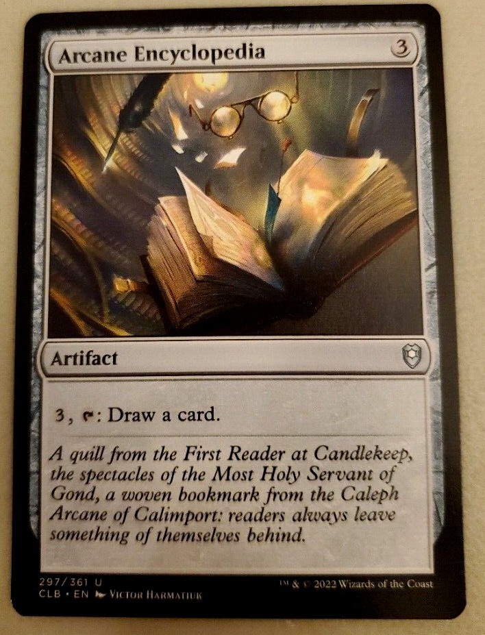 mtg card encyclopedia 1x Arcane CLB Battle for Baldur's Gate Magic the Gathering NM Each copy of An Encyclopedia of Magic contains 26 individually wrapped Magic cards Every card revealed today in