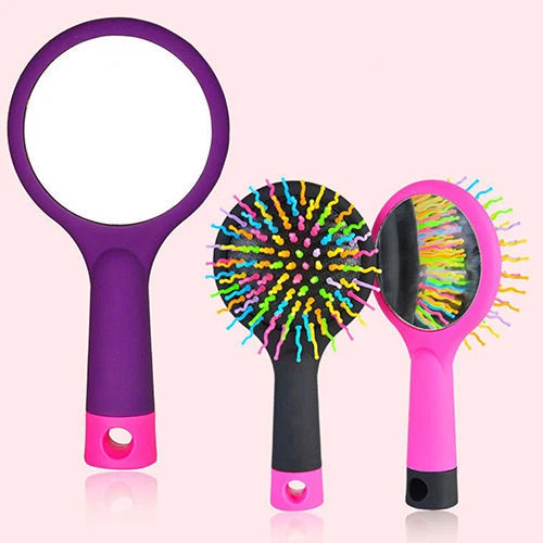 Rainbow Volume S Brush Detangling Hair Brush Multi Color with Mirror 2pk  - Image 4 of 4