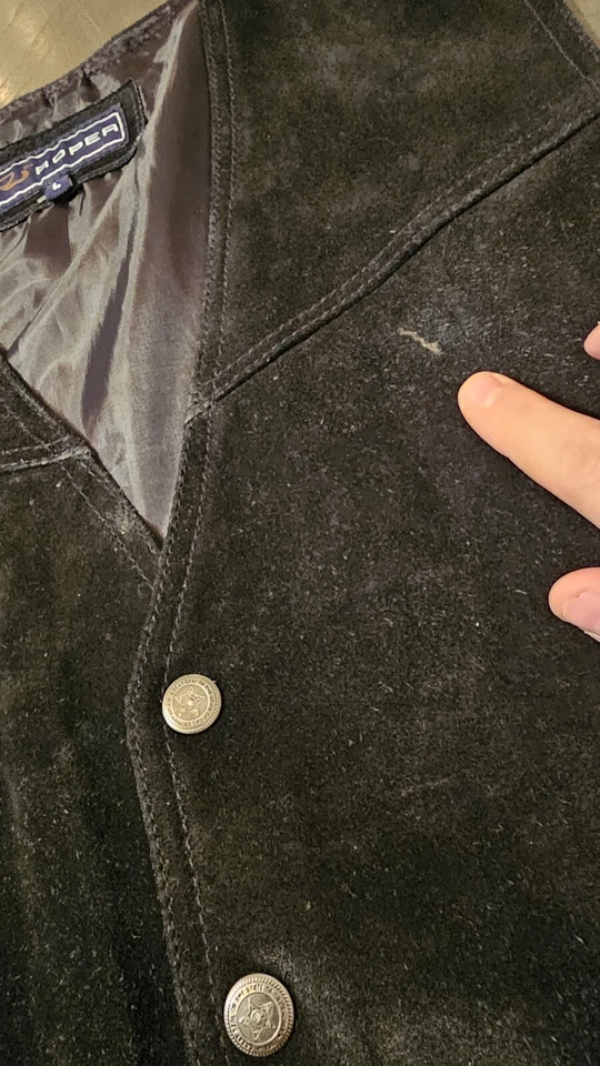 Men's Roper Black Suade Vest Size Large - Image 2 of 3