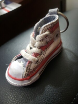 Hi-Top Sneaker Keychain Red White Blue Stars Stripe Canvas Designed  3'' L x 1.5''