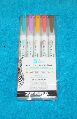 ONE SET OF 5 MILDLINER ZEBRA DOUBLE END MARKERS - WARM COLOR SET - PKG #5