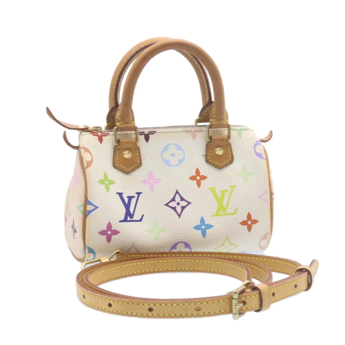 LOUIS VUITTON Monogram Multicolor Mini Speedy Hand Bag White