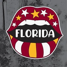 FLORIDA Pouting Lips in Florida State Colors Vinyl Decal Car Window Sticker