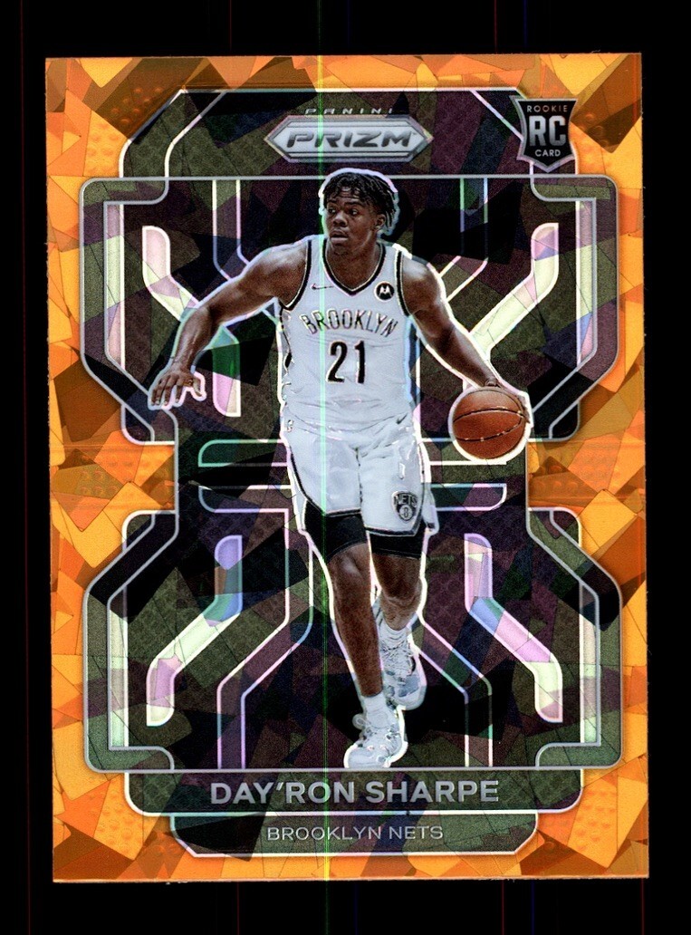 2021-22 PRIZM #281 DAY'RON SHARPE ORANGE CRACKED ICE ROOKIE RC BROOKLYN NETS