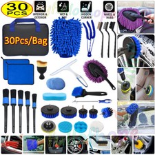 30x Auto Reinigung Pinsel Set KFZ Detail Reinigungsbürsten Satz Putztuch Schwamm