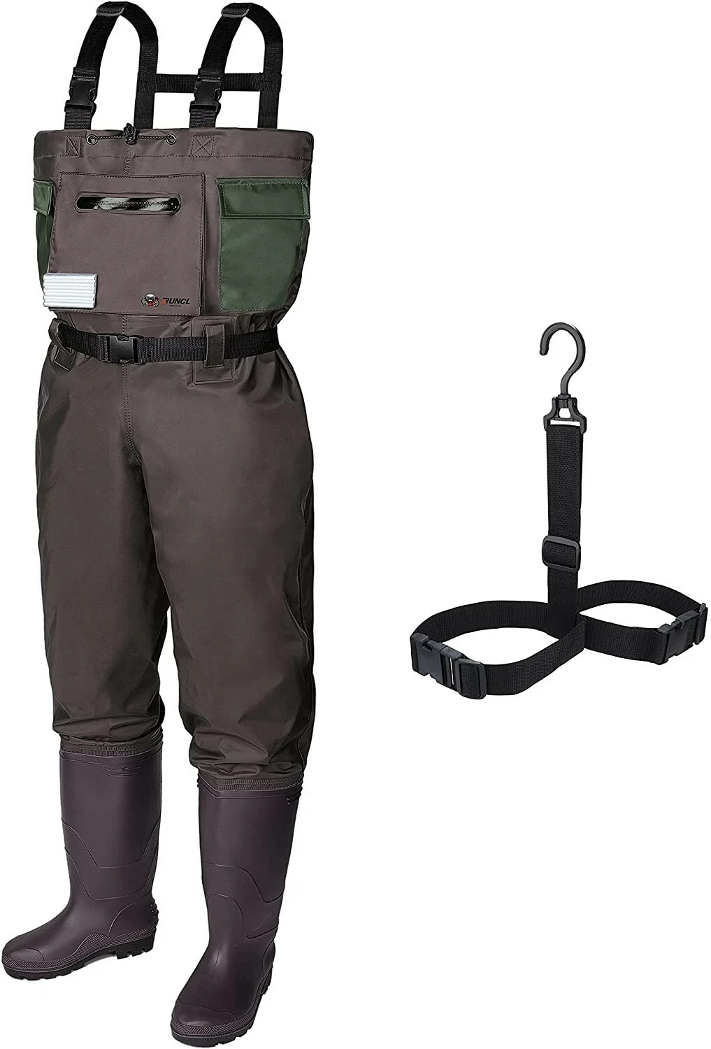 RUNCL Chest Waders with Boots Fishing Waders Waist-High Waders 10to11 years old
