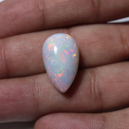 13.8 Cts 21.3x13.2 MM Natural AAA Red Green Fire Ethiopian Opal Pear Cabochon - Picture 2 of 14