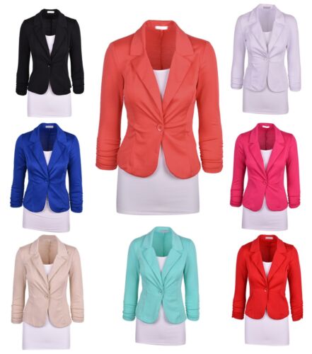 Auliné Collection Women's Casual Work Solid Color Knit Blazer - Picture 1 of 79