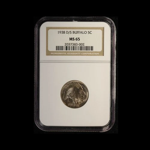 1938-D/S 5c Buffalo Nickel NGC MS-65- Free Shipping USA