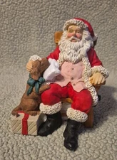 Kurt S. Adler Collectibles Santa Claus Sitting W/Dog On Present Christmas W/BOX